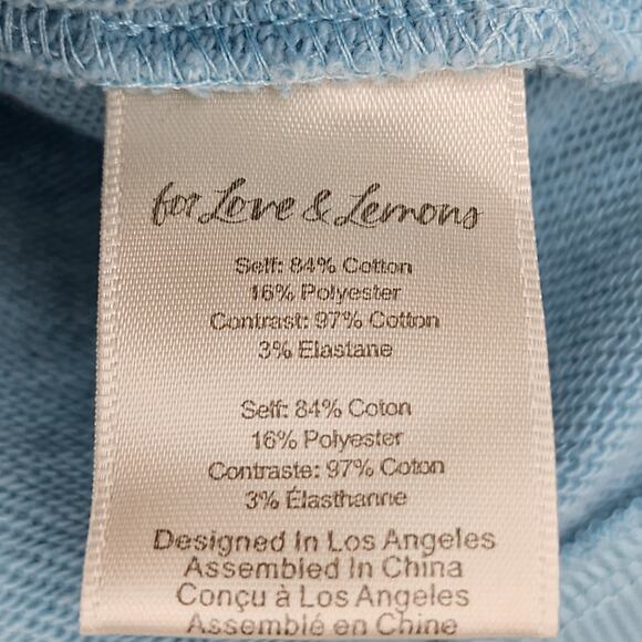 For Love and Lemons VS Baby Blue Cropped Oversized Hoodie Sweatshirt Size XL - Picture 6 of 8